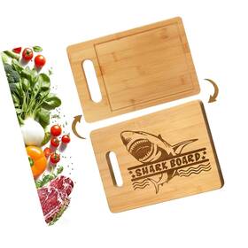 Strendier 765057256397 Bamboo Cutting Board Wooden With Juice Grooves Chopping For