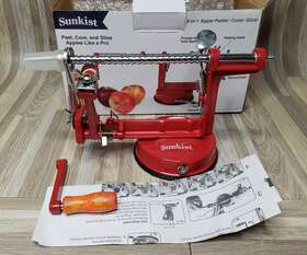 Sunkist 923723964487 Apple Peeler 3 In 1 Peel Core Slice New Suction Base Old Stock