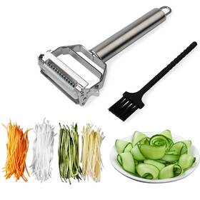 Sunkuka 713831817647 Julienne Peeler Stainless Steel Cutter Slicer With Cleaning Brush Pro For Carrot