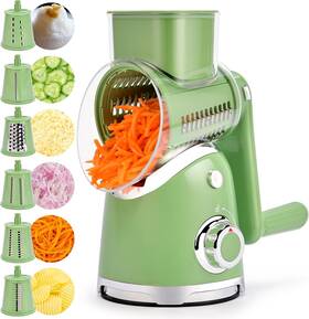 A911 Susteas Rotary Cheese Grater With Handle Vegetable Slicer 6 Green