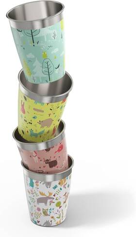 8973.60 Switzerland Bottles Ag 4x Kids Cup Set Animals - Stainless Steel No Plastic Durable Dishwasher