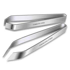 Tanmivvy 678067523116 2 Pcs Fish Bone Tweezers Pliers Stainless Steel Flat And Slant Tweezer