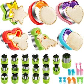 Taounoa 705353221965 Sandwich Cutter Set 34pcs 6pcs And Sealer 18pcs Fruit Shape