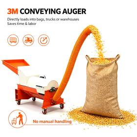 Techtongda 170257 Portable Corn Thresher Machine 9.8ft Auger 2000kg/h Dry Maize Sheller 220v 3000w