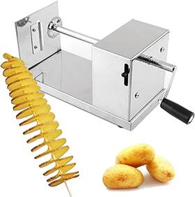 Techtongda 811176024192 Tornado Potato Spiral Cutter Manual Stainless Steel Twisted Silver