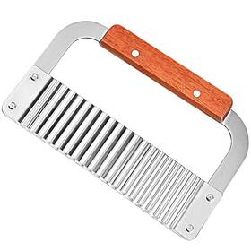 Tellshun 221243535034 Crinkle Cutter Stainless Steel Potato Slicer Heavy Duty Wavy Cutting