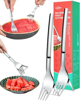 Tendiren 796917339547 Watermelon Slicer Cutter 2 Pack 2-in-1 Fork Summer Waterm