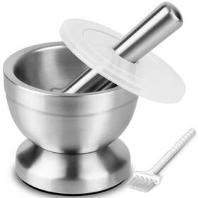 Tera 709182617616 18/8 Stainless Steel Mortar And Pestle With Brush Spice Grinder Pill Cru