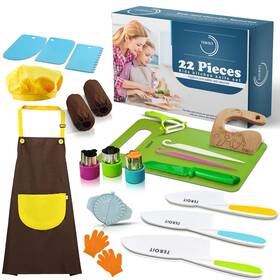 Teroit 197644272617 22 Pcs Complete Knife Set For Real Cooking - Gloves Cutting Board Fruit Veget