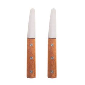 Tezzorio 618125276080 Set Of 2 7-inches Clam With Riveted Wood Handle 3-inch Stainless Steel Bla