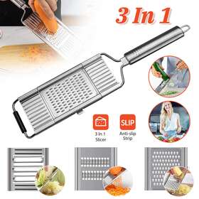 Thesiliconvalley 600609750148 3-in-1 Stainless Steel Vegetable Grater Slicer Shredder For Cheese Onion Potato