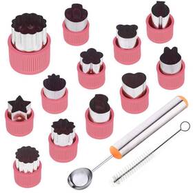 Timgou 757255540491 12 Pcs Vegetable Fruit Cutter Shapes Set With Melon Baller Scoop And Cleaning