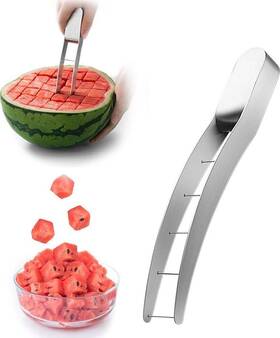 22a04010 Tkmars Watermelon Cutter Slicer Tool Stainless Steel Cutting Into Cubes Knife Useful