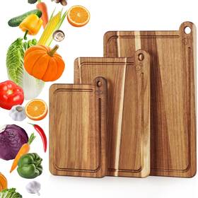 Tohiasen 719704231879 3 Pack Cutting Board Set Acacia Wood Boards For Kitchen Chopping Bo