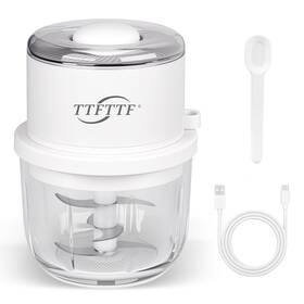 Ttfttf 799849175610 Electric Garlic Chopper 350ml Glass Bowl Mini Food Processor Portable Veggi