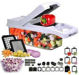22in1 Tumbliq 614347061718 Vegetable Chopper Extra Large Size With 8 Blades Mandoline Slicer Dicer An