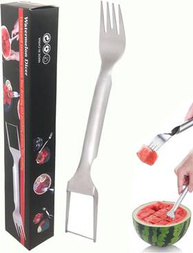 Ufuxd408 Ufuxd 313106080075 2-in-1 Stainless Steel Watermelon Fork Slicer Tool For Home Parties And Camping