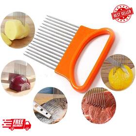 Uptuoli 445015798734 2pcs Onion Holder Slicer Stainless Steel Tomato Lemon Potato Vegetable
