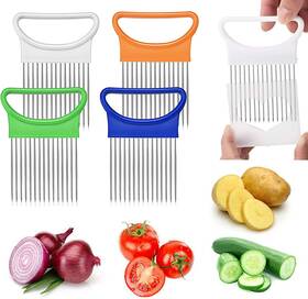 Uptuoli 705353723377 2pcs Stainless Steel Onion Holder Slicer For Kitchen Vegetable Cutting