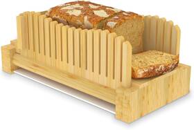Urbancoz 313102386348 Bread Slicer For Homemade Bamboo Wiht Plastic Tray Foldable
