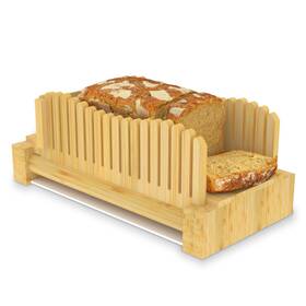 Urbancoz 614141688449 Bread Slicer For Homemade Bamboo Wiht Plastic Tray Foldable