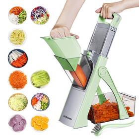 03-green Vegguru Safer Vegetable Slicer For Kitchen Thickness Adjustable Mandloline Food Chop