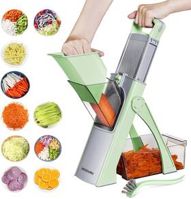 Vegguru 114129853666 Safer Vegetable Slicer For Kitchen Thickness Adjustable Mandloline Food Chopper