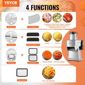 200w Vevor 197988199281 Electric Vegetable Slicer 4 In 1 Multifunctional Food Cutter Ch