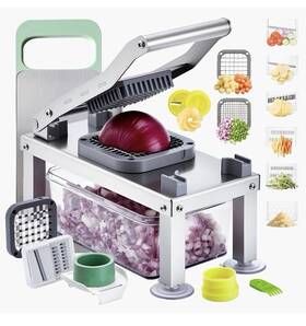 Ay490-1 Vevor 9-in-1 Fruit Vegetable Chopper Food Cutter Slicer 9 Blades Stainless Steel
