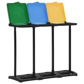 340989 Vidaxl Bin Bag Stands With Lid Trash Holder 63.4 Gal-87.2 Gal Multicolor Pp