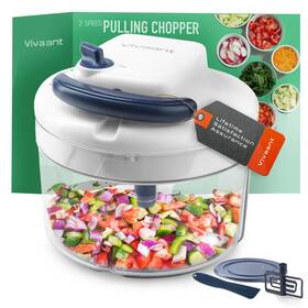Vivaant 196852385805 Manual Food Processor - 5 Cup 1.2l Capacity Hand Pull String Garlic Chopper