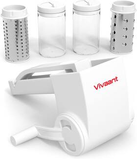 Vivaant 747906999068 Parmesan Cheese Grater Hand Crank Restaurant-grade Rotary White