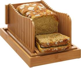 Vriccc 313057621655 Bread Slicer Bamboo Wood Homemade Guide 3 Slice Thickness Foldable Comp