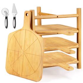 Piz001 Wanqing 4 Pcs Pizza Peel With Stand Smooth Paddle Cutting Board 6 Sl