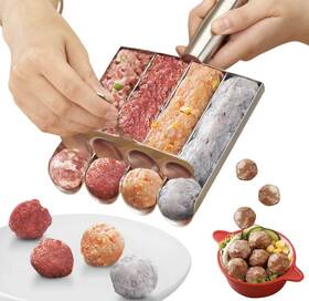 Yueh-124 Watunid 4-tube Meatball Maker Tool Stainless Steel Creative Kitchen Making Mold Set