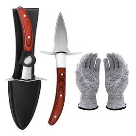 Wendom 738630651537 Oyster Shucking Knife Pakka Wood Handle Shucker Opener Tool Wit