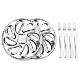2pcak Wendom 738630651582 Stainless Steel Oyster Plate Grill Pan Serving Trays For Scallop