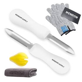 Wendom 754407873902 Oyster Shucking Knife And Gloves Set Included 2pcs Shucker Opener New