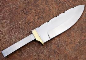 H-blank-42-d2-brass Whole Earth Supply Drop Point D2 D-2 Steel Partial/hidden Tang Knife Blank Brass Finger Guard F