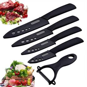 Wolf War 760385537163 Ceramic Knife Set - Black 5 Piece 6 Inch Chef Utility 4 Fruit 3 Paring