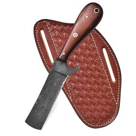 Wombat7865 Wombat Knives Handmade 1095 High Carbon Steel Bull Cutter Knife - Cowboy With Leather