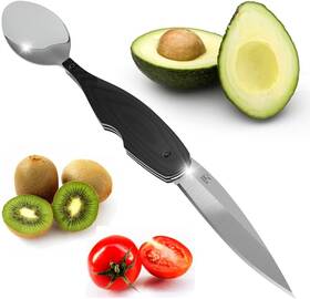 Wonderoad 445001615656 Sharp Folding Fruit Knife Spoon Combo Blade 3.5 Inch Avocado Slicer Kiwi Cutter Trav