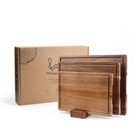 Ww-w1-2 Wood&woos Cutting Board For Kitchen Reversible Bamboo Boards Gift Set