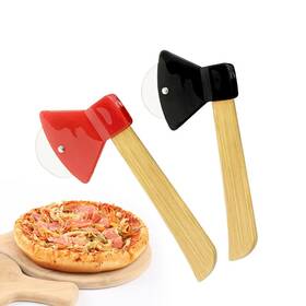Xizhi 745245522398 2 Axe-type Pizza Cutters With Bamboo Handles And Sharp Rotating Blades For Pi