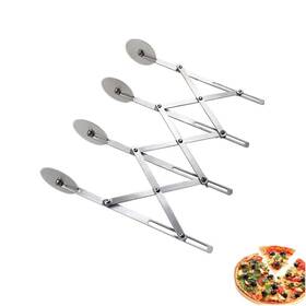 Xizhi 745245524231 4 Wheel Stainless Steel Pastry Cutter Expandable Pizza Slicer Adjustable Roller