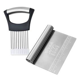Xoyozo-qmdaoyczhen-black-2 Xoyozo Bench Scraper Dough Chopper Onion Holder For Slicing Slicer Cutter With