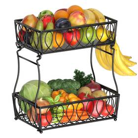 Xyz001 Xyzlvsi 2-tier Countertop Fruit Basket Bread Bowl For Kitchen Vegetable Potato Onion