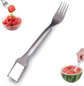 Yeabomy 711181716832 Watermelon Fork Slicer Cutter Stainless Steel 2-in-1 Portable