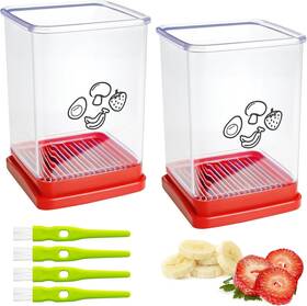 Slicer5502 Yoiyini 2pcs Cup Slicer Stainless Steel Fruit For Strawberry And Banana Red