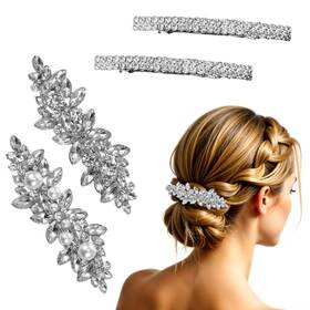4r9kqz10w Yolev 627645 1 4 Pcs Rhinestone Hair Clips Silver Jewelry For Women Sparkly Wedding Barrette
